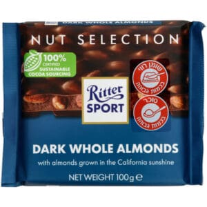 100 גרם Ritter שוקולד מריר עם שקדים שלמים