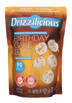 Drizzilicious מיני פריכיות אורז וניל יום הולדת עם סוכריות צבעוניות