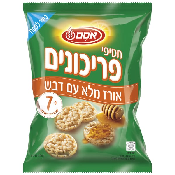 חטיפי פריכונים אורז ודבש 80 גרם