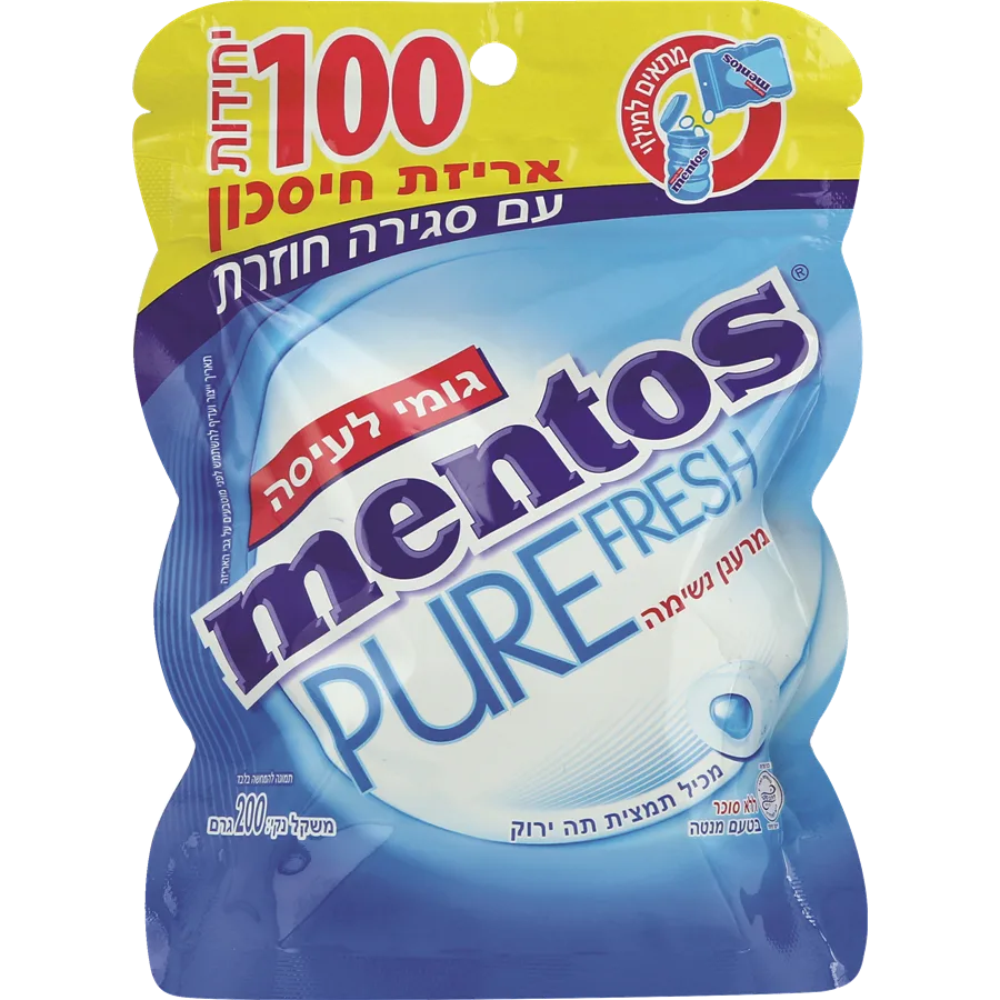 מנטוס Pure Fresh אריזת חסכון 200 גרם מנטה