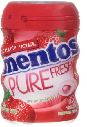 מסטיק Mentos Pure Fresh בטעם תות שדה ללא סוכר