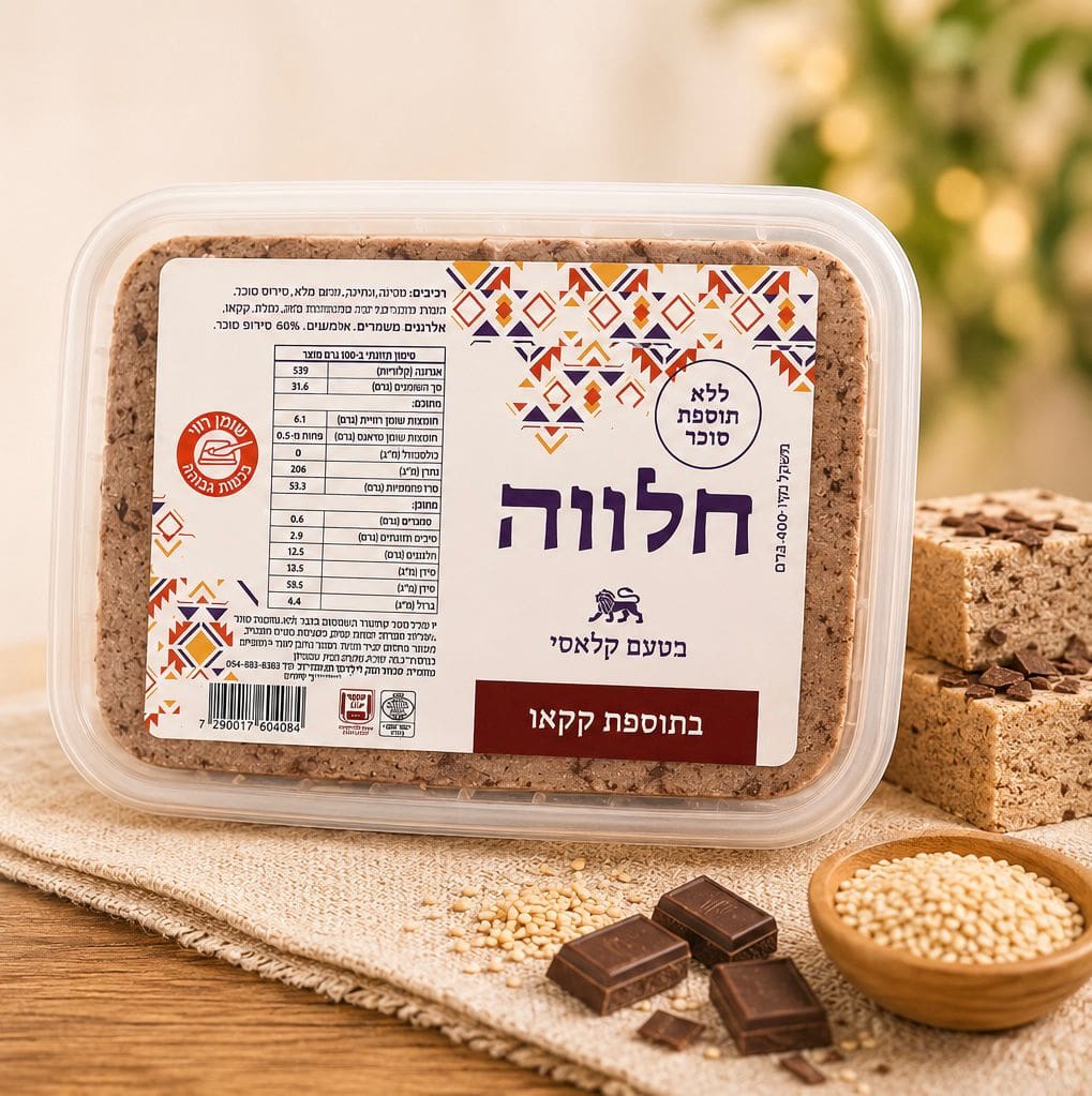 חלווה בטעם קלאסי בתוספת קקאו 400 גרם ( ללא סוכר )