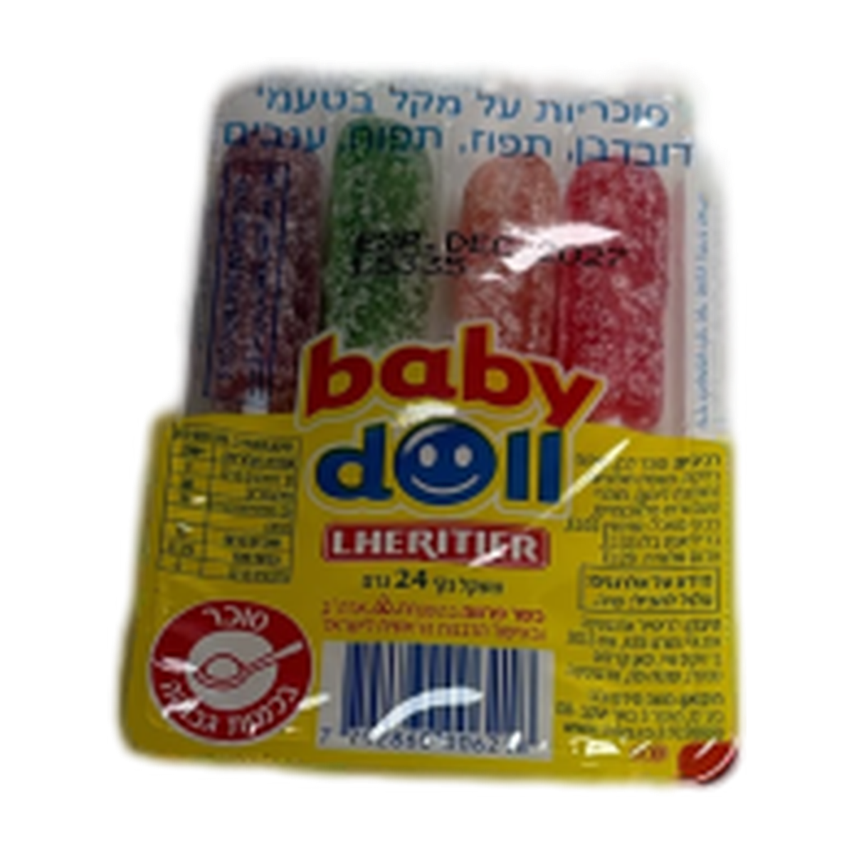 ממתק מקלות Baby Doll בטעמי פירות 24 גרם